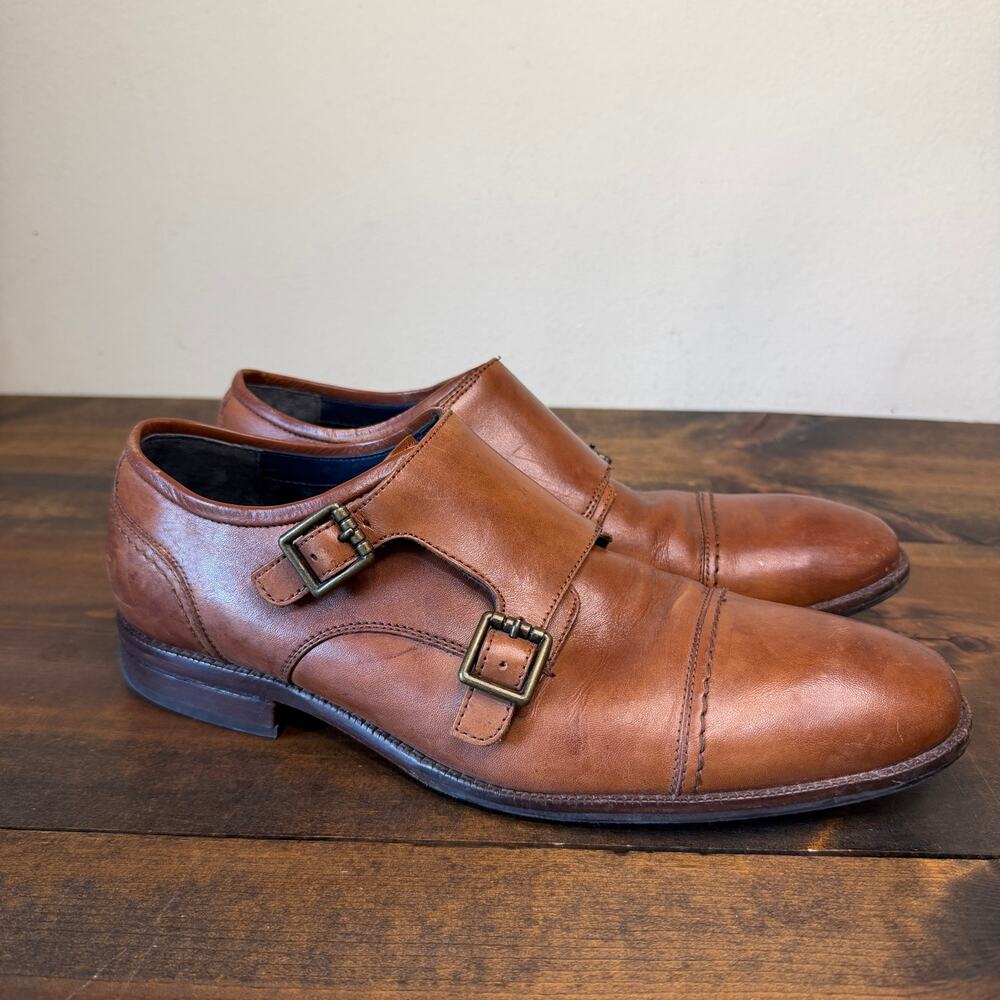 Cole Haan Grand OS Men's 9 Warner Grand Monk Strap Buckle Brown Leather Shoes